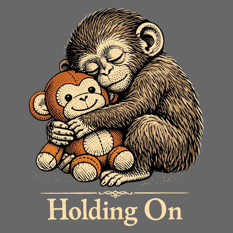 Punch Macaque Holding On Emotional Monkey Plush