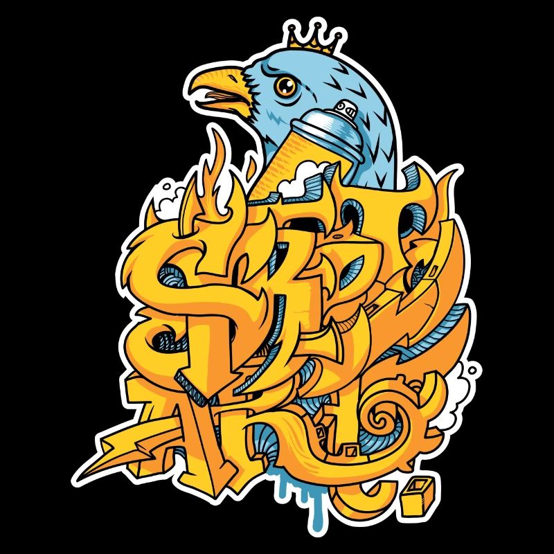 Graffiti street art with eagle and crown