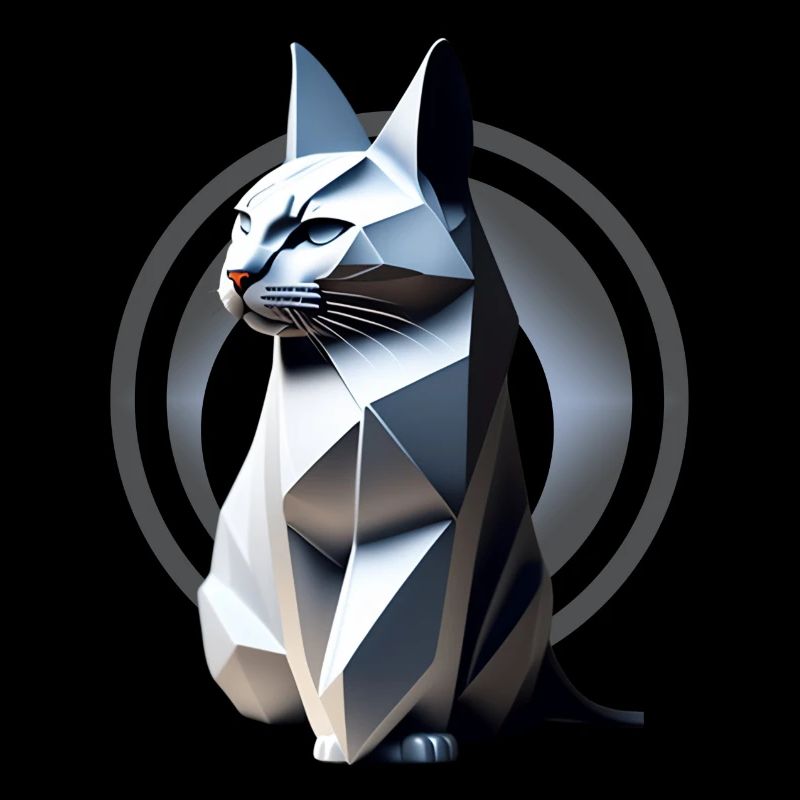 Grey origami-style cat
