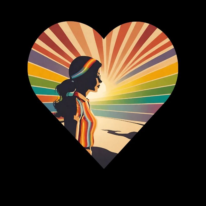 Regenbogen Retro, Frau im Herz , Einzigarting