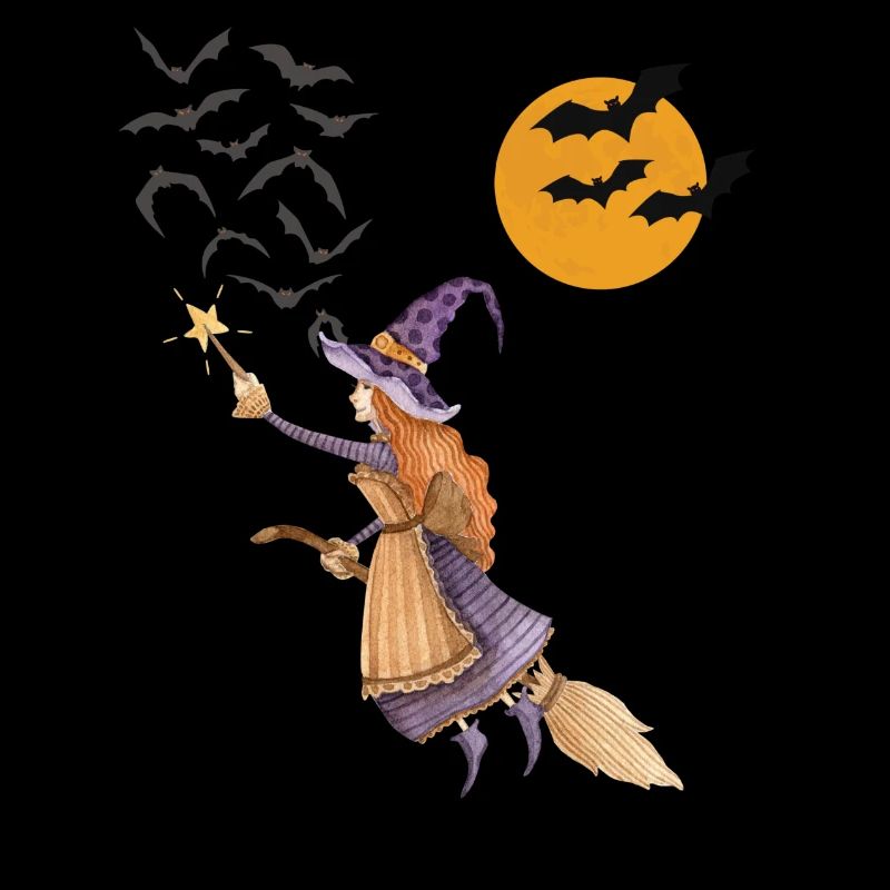 Sorcière céleste sur son balai