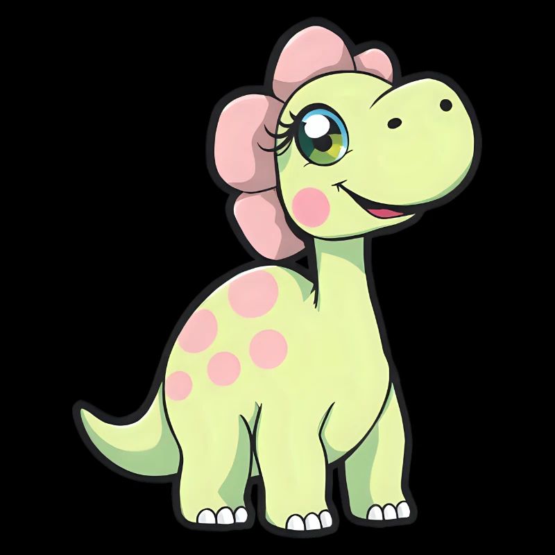 Joyeux dinosaure jaune à pois roses