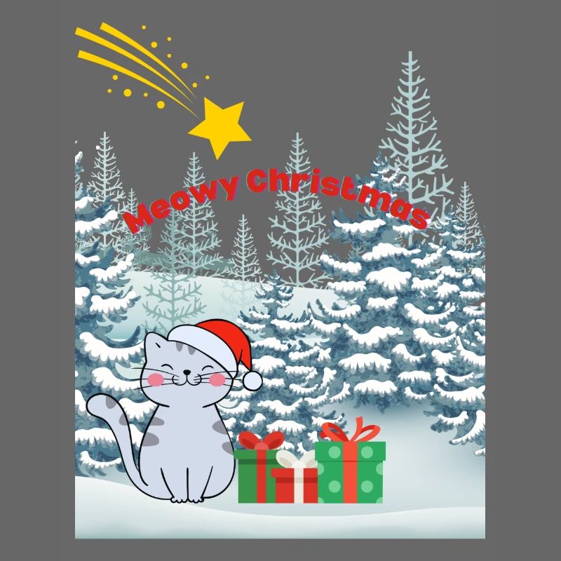 Chat dans un paysage de Noël romantique