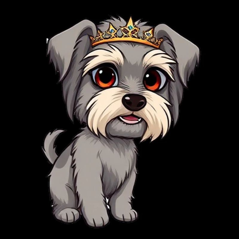 Tibet-Terrier - Grauer Hund mit Krone Cartoon
