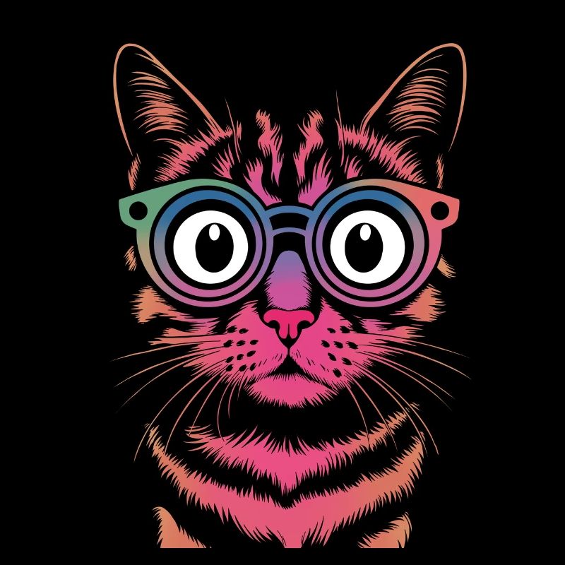 Rainbow Cat with Glasses