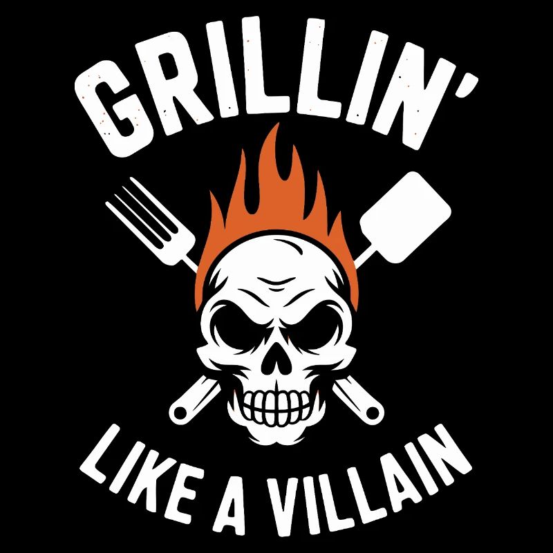 Grilling Skull Inferno T-Shirt Design