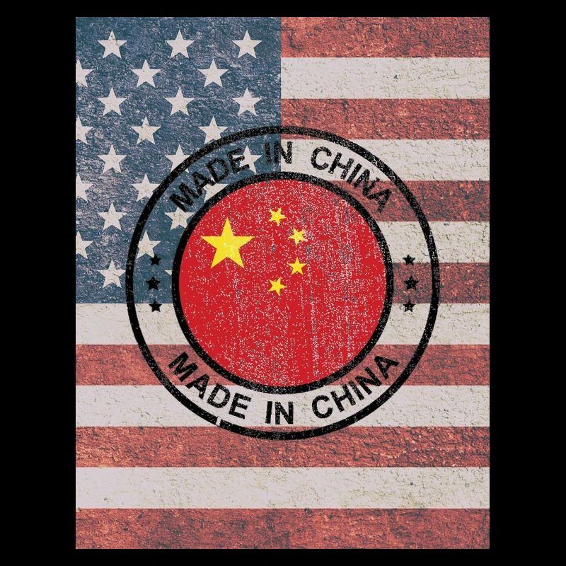 Drapeau américain avec sceau chinois