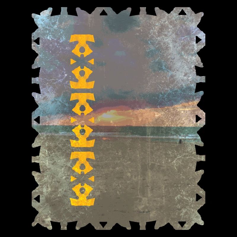 Gelbes Totem Muster am Strand