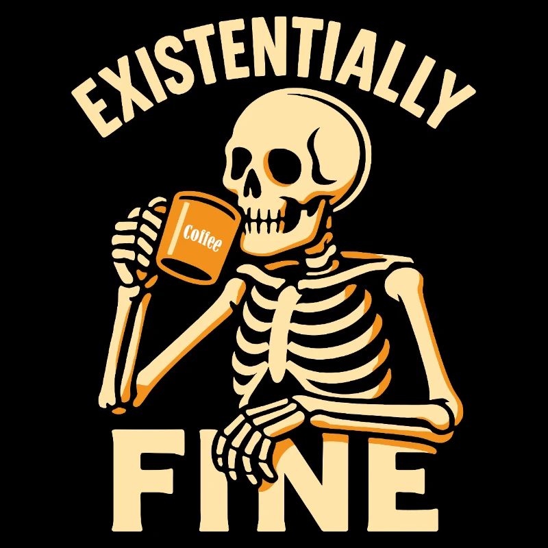 Existentially Fine Funny Coffee Skeleton Shirt