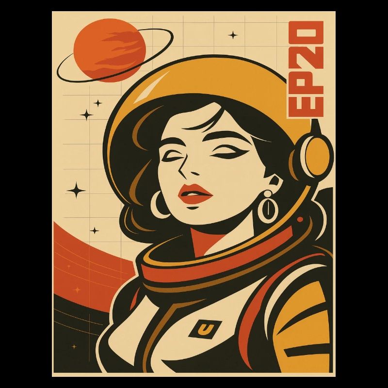 Astronautin Retro Weltraum Comic