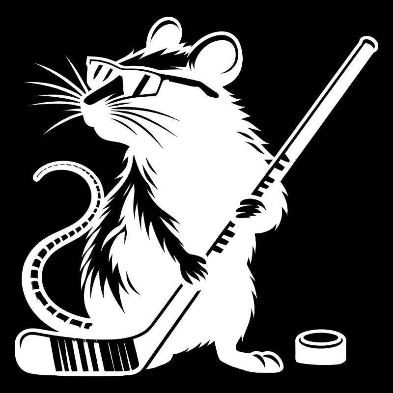 Maus Ratte Eishockeyspieler Silhouette Minimalisti