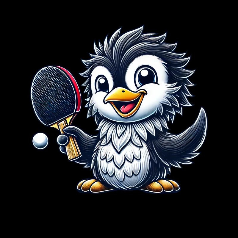 Drôle de pingouin tennis de table minimaliste Cartoo