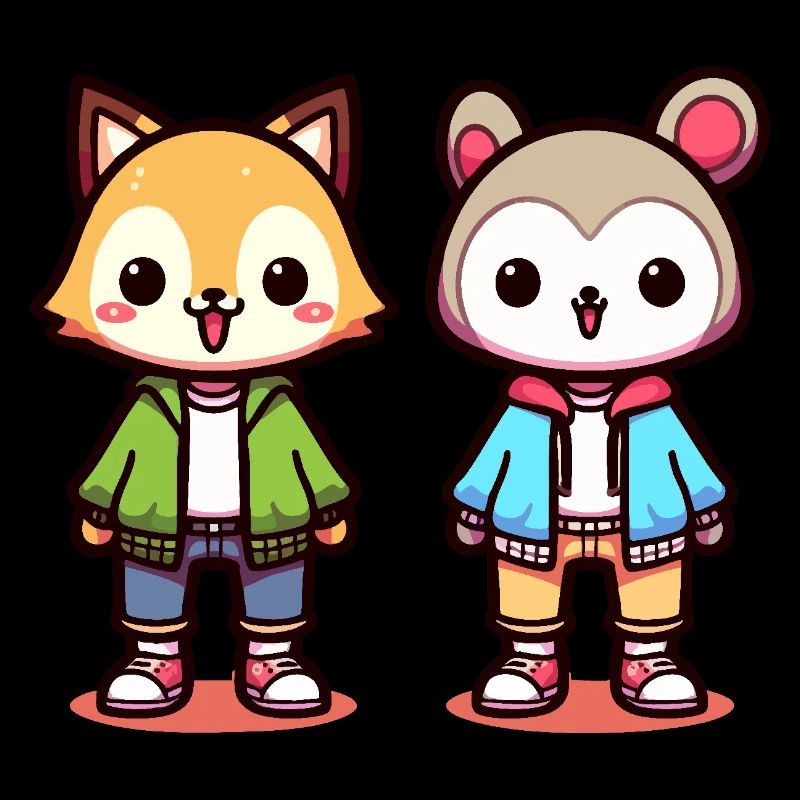 Cute animal characters in jackets