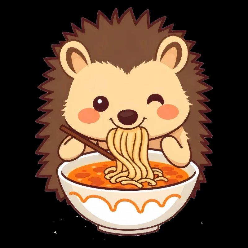 Ein süßer Igel mag Nudelsuppe