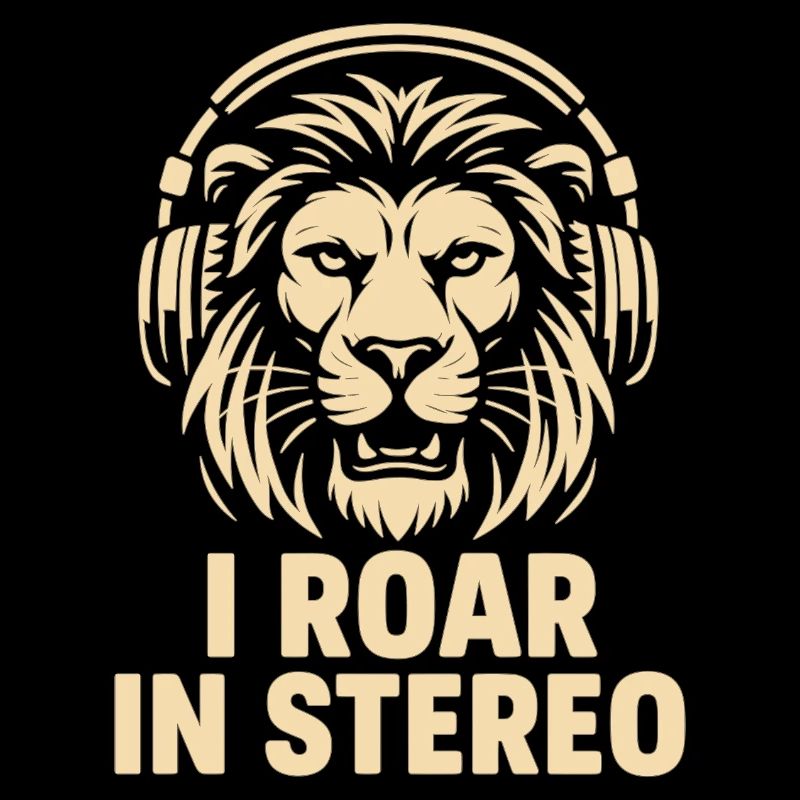 Tête de lion avec écouteurs