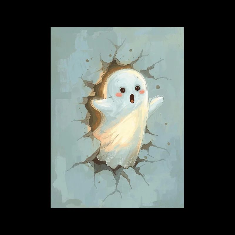 Adorable fantôme sortant du mur