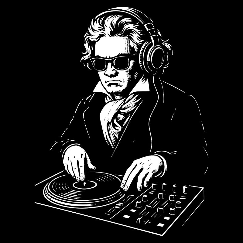 DJ Bethoveen in Suit playing console music