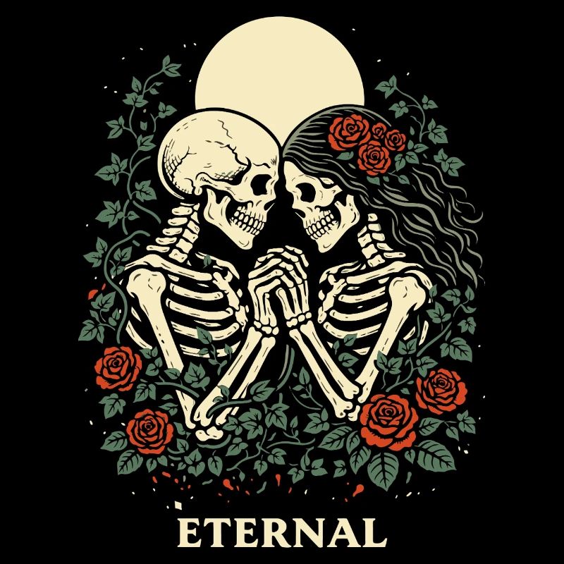 Eternal – Dark Love Skeleton Design im Gothic Stil