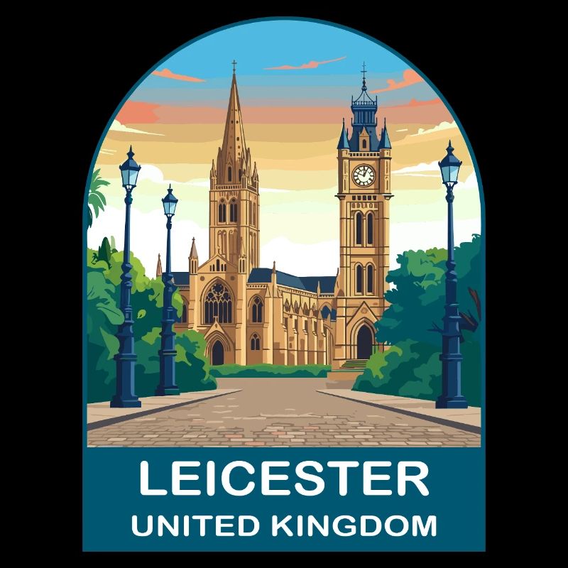 Leicester Skyline UK Reiseplakat-Design