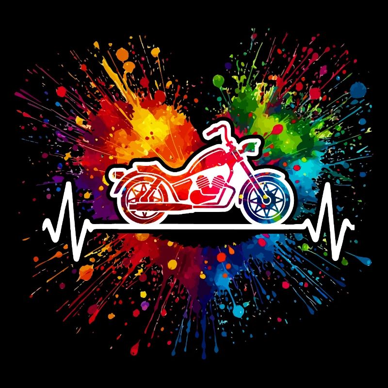 Motorrad Herzschlag Farbspritzer