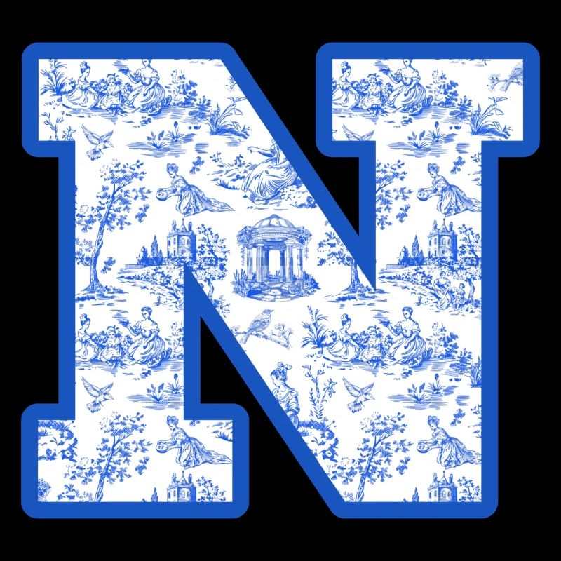 Buchstabe n blaue Chinoiserie