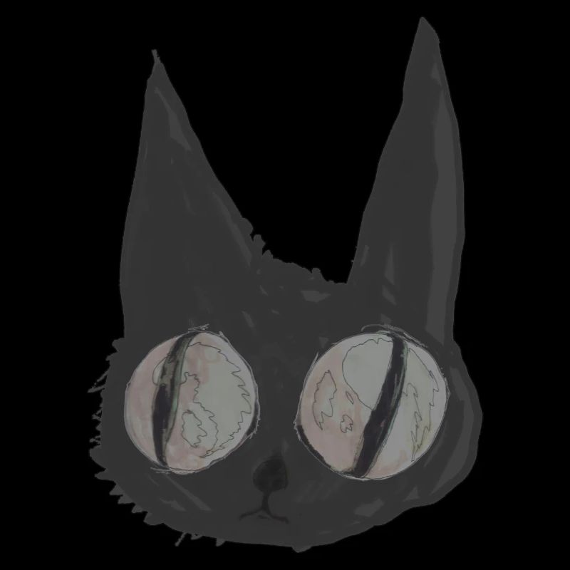 Psycho Cat, schwarze Katze, Illustration