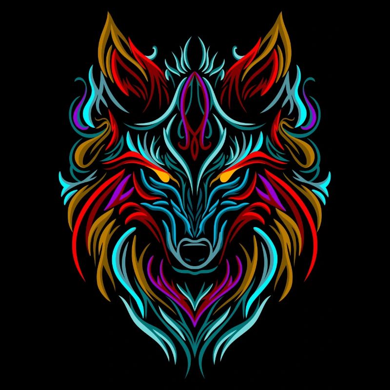 Tatouage de loup coloré