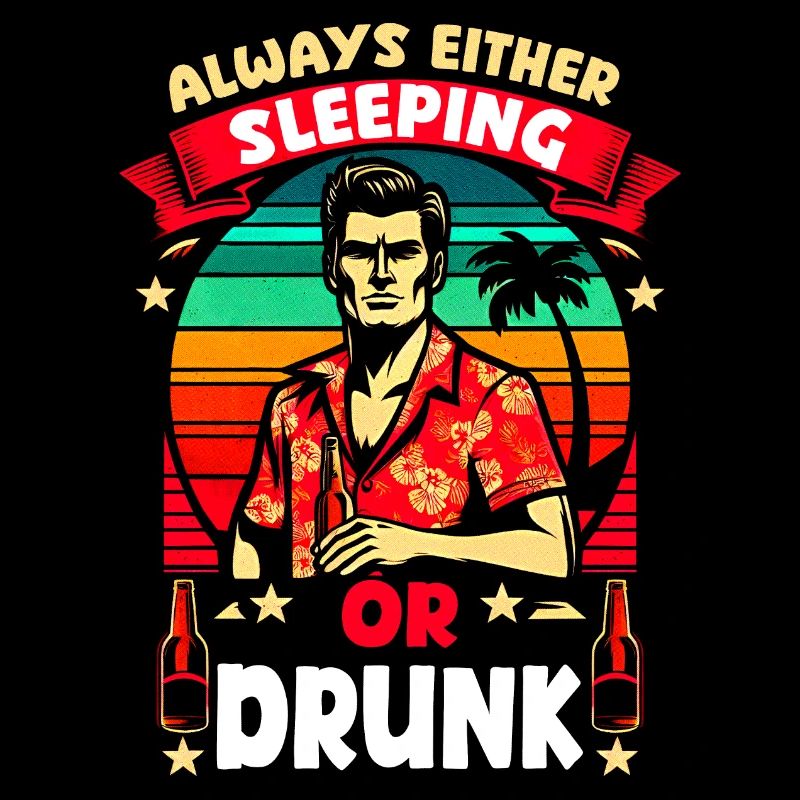 Always Sleeping or Drunk Funny Vintage Vibes