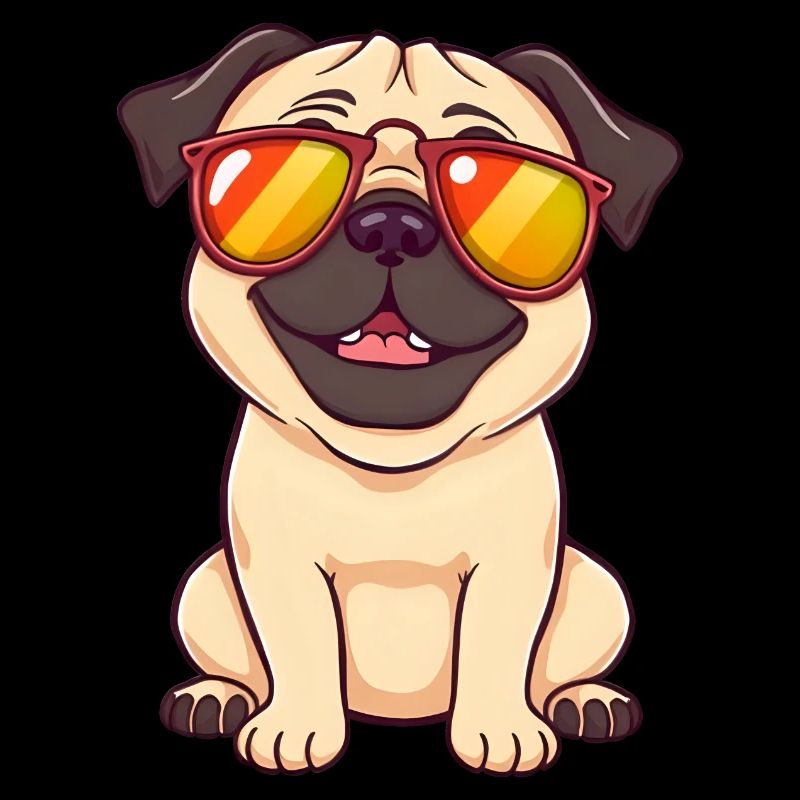 Verspielter Mops mit Sonnenbrille