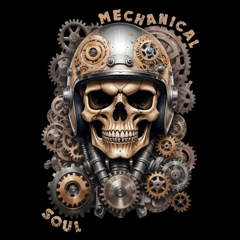 Biker skull skull steampunk mechanical motorcycle