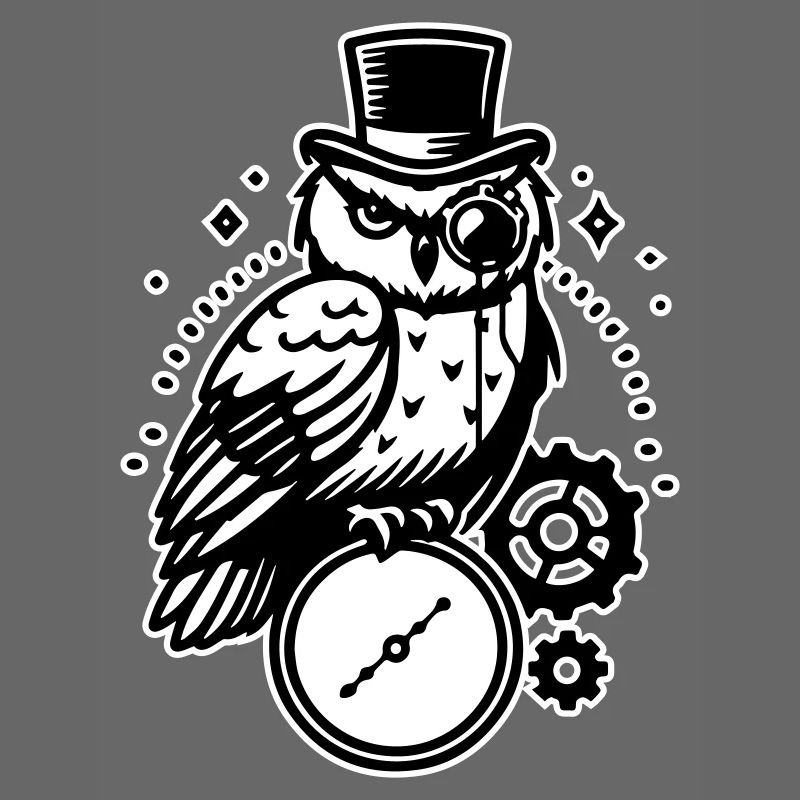 Steampunk owl and clock design