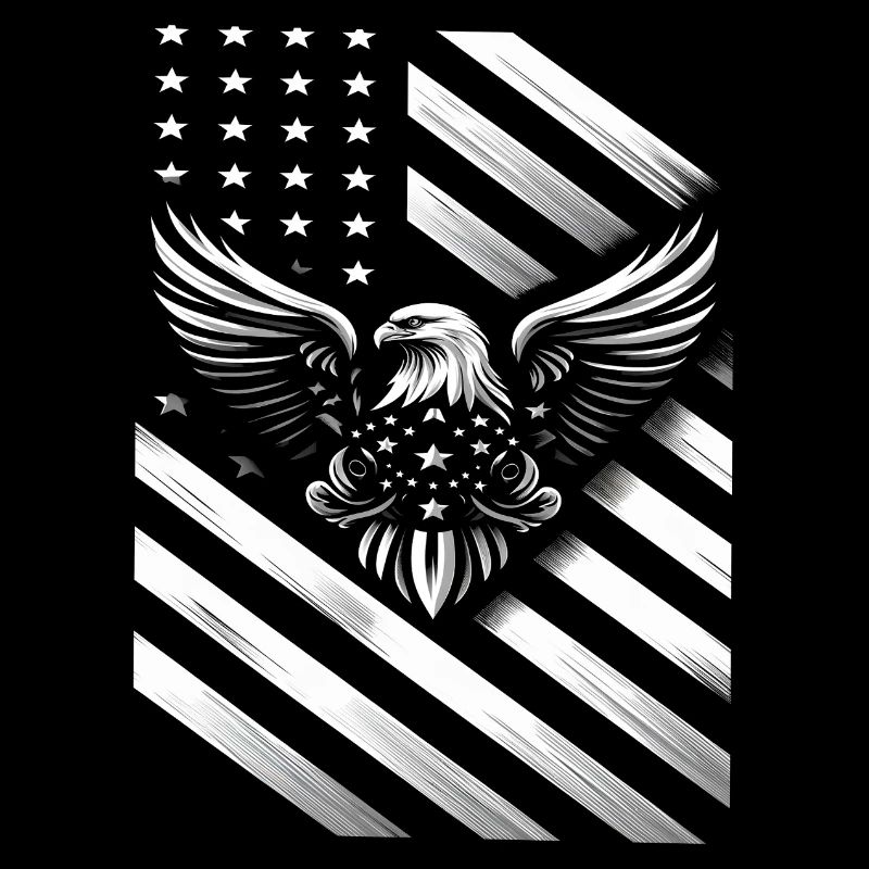 Drapeau US blanc et noir