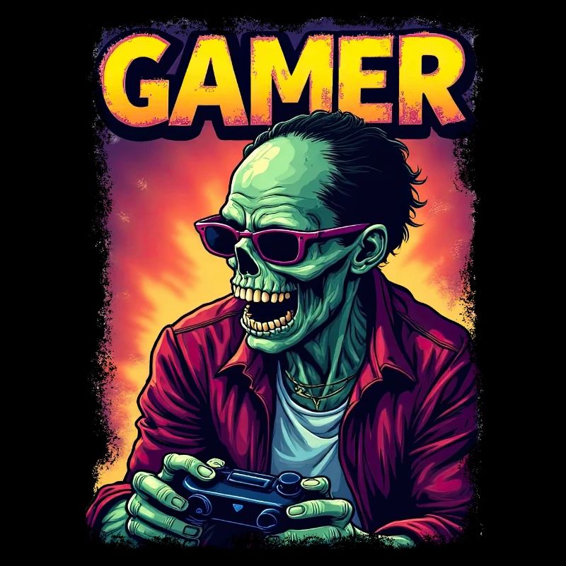 Zombie Gamer mit Controller