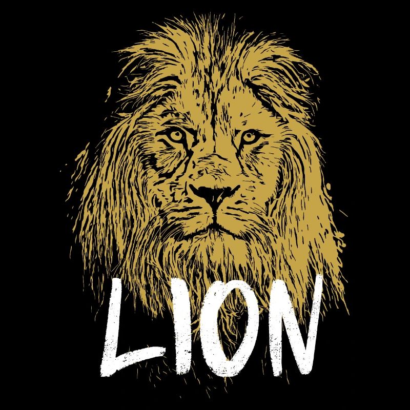 Illustration lion calligraphie moderne