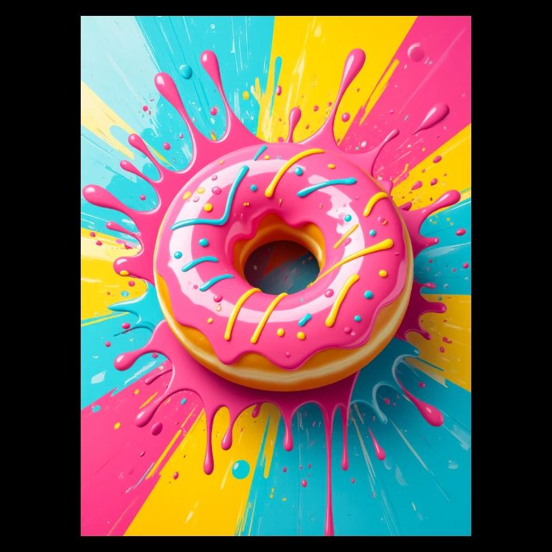 Beignet rose brillant avec une douce couleur pop-art