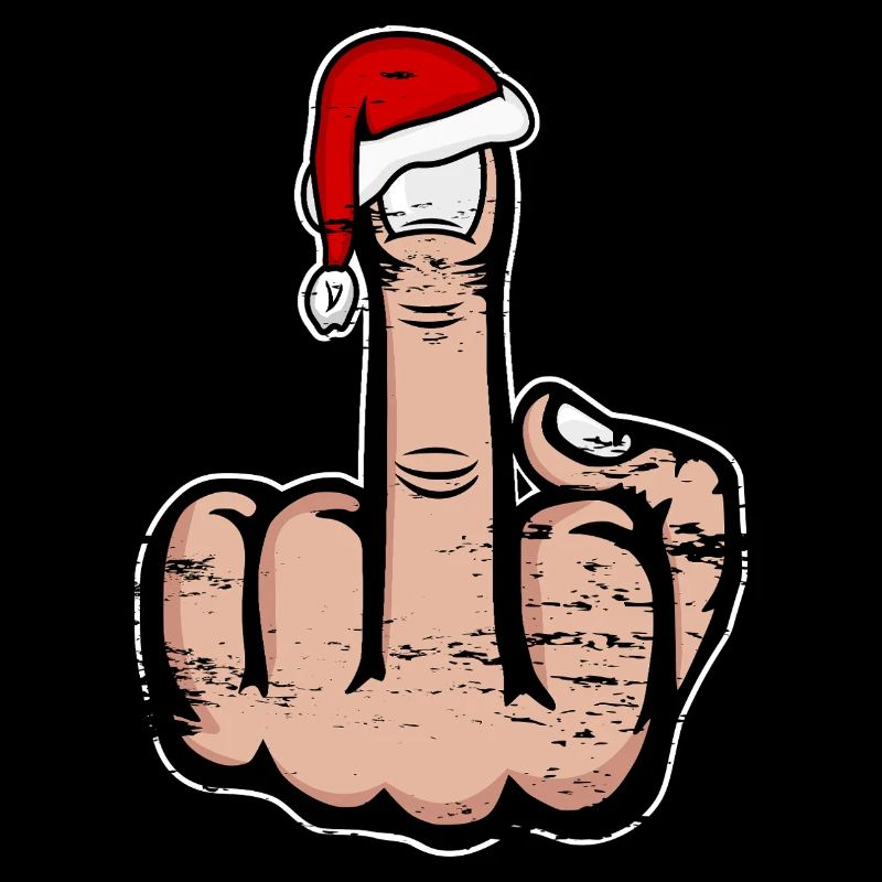 Weihnachten Mittelfinger mit Weihnachtsmütze