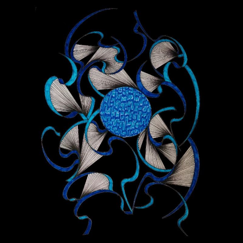 Blaues Wirbelblüten Muster