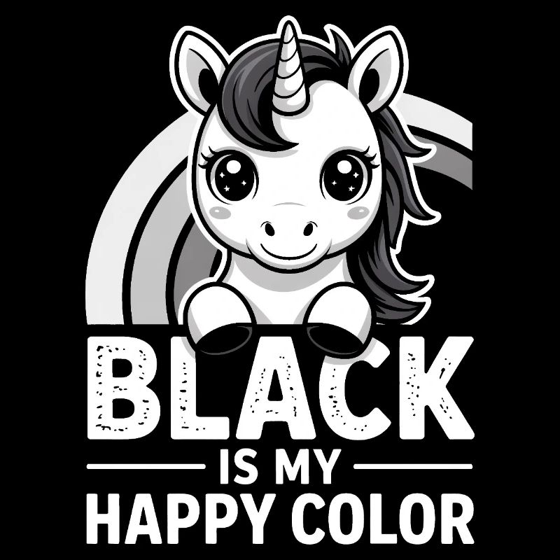Licorne Noire Joyeuse Couleur