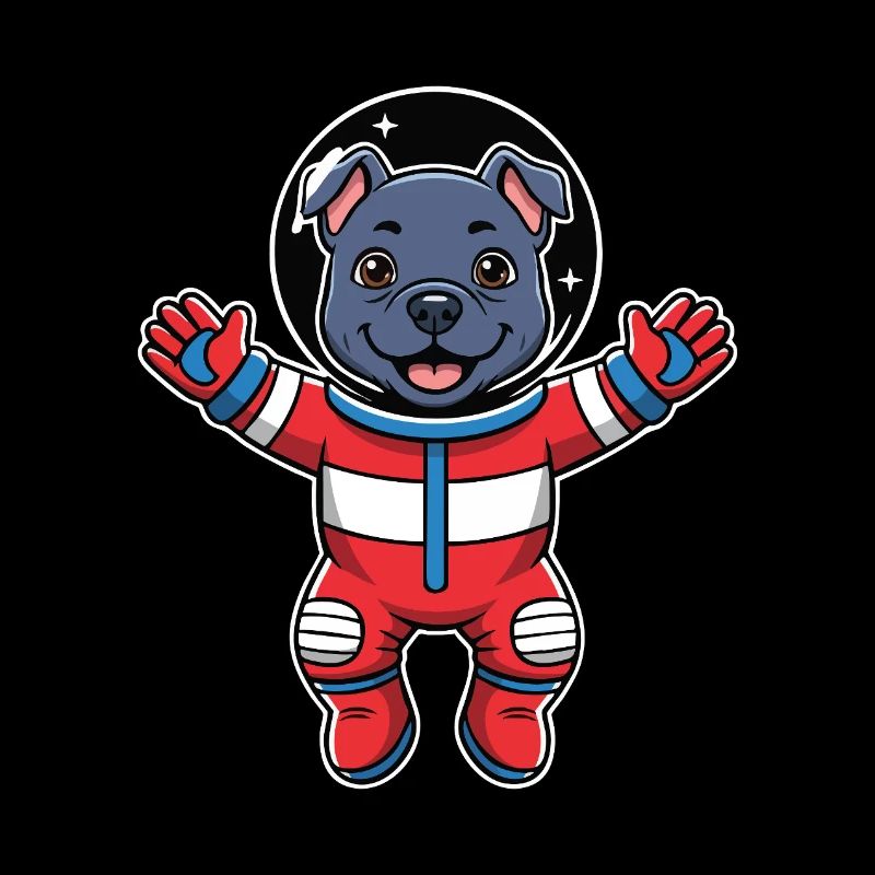 Chien Staffy Astronaute Espace Couleur