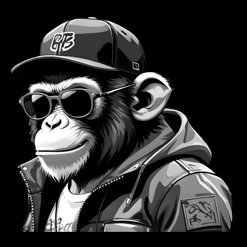 Stylish cool monkey in black and white