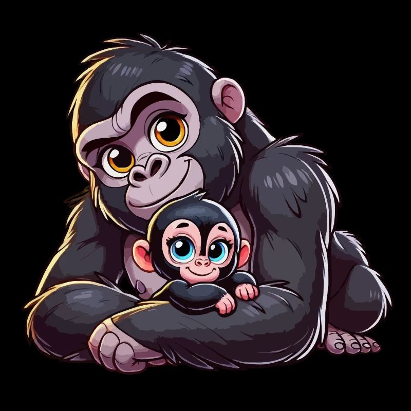 Gorilla-Mutter mit Kind