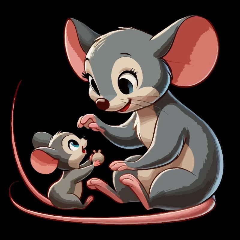 La mère souris joue avec l’enfant