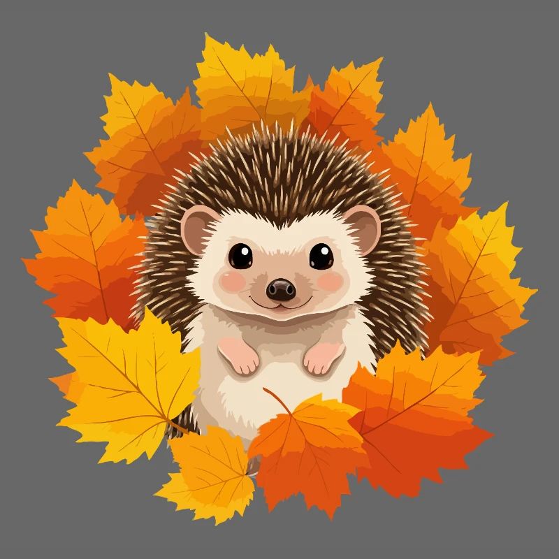 Hérisson et feuilles