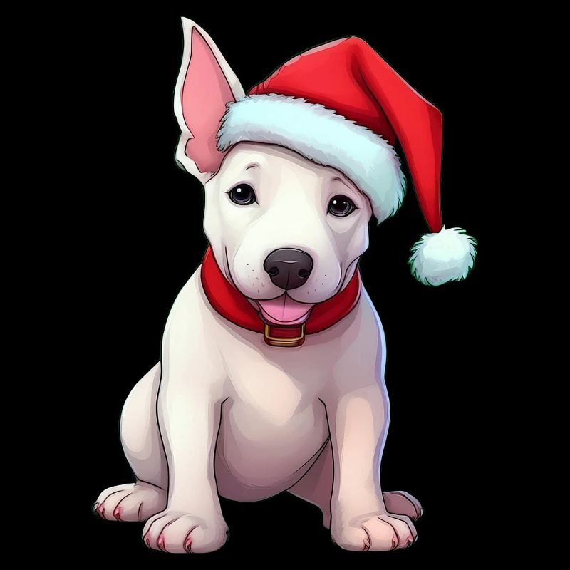 Bull Terrier with Santa Hat