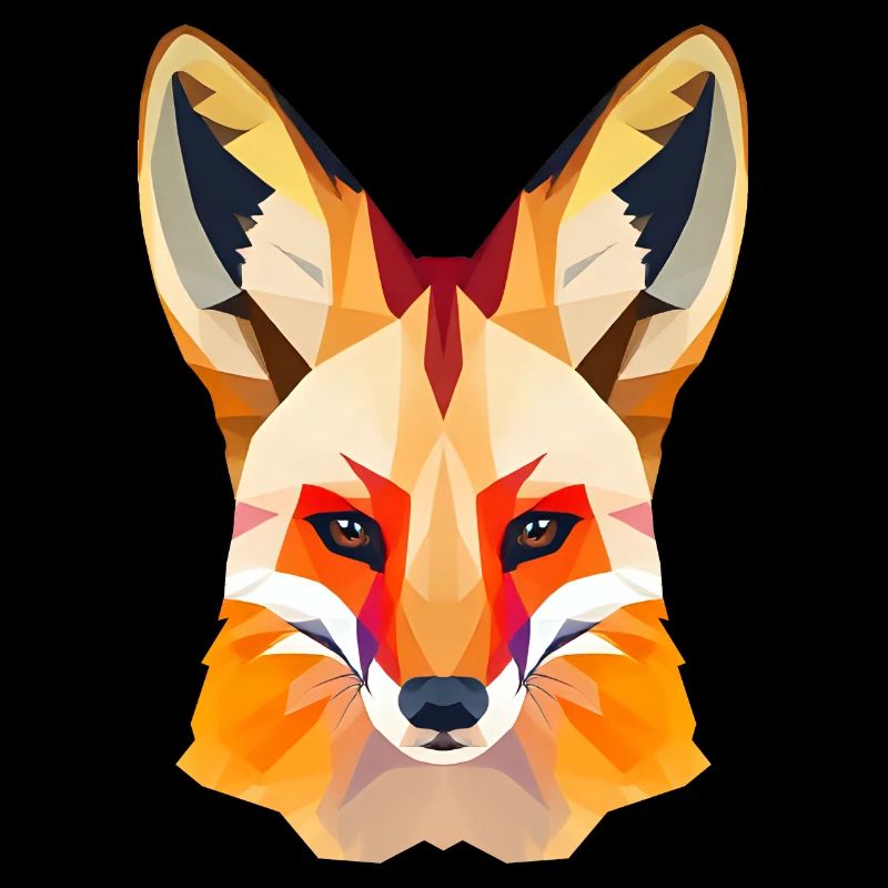 Renard roux serein avec fourrure dorée Low Polygon