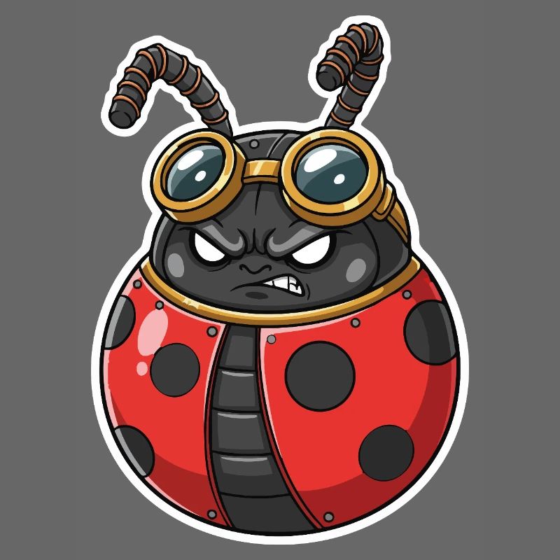 Steampunk Ladybug Rot und Chromrüstung