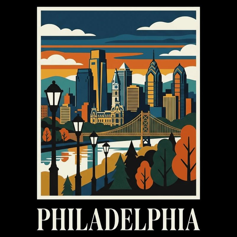 Philadelphia Skyline Sunset Poster