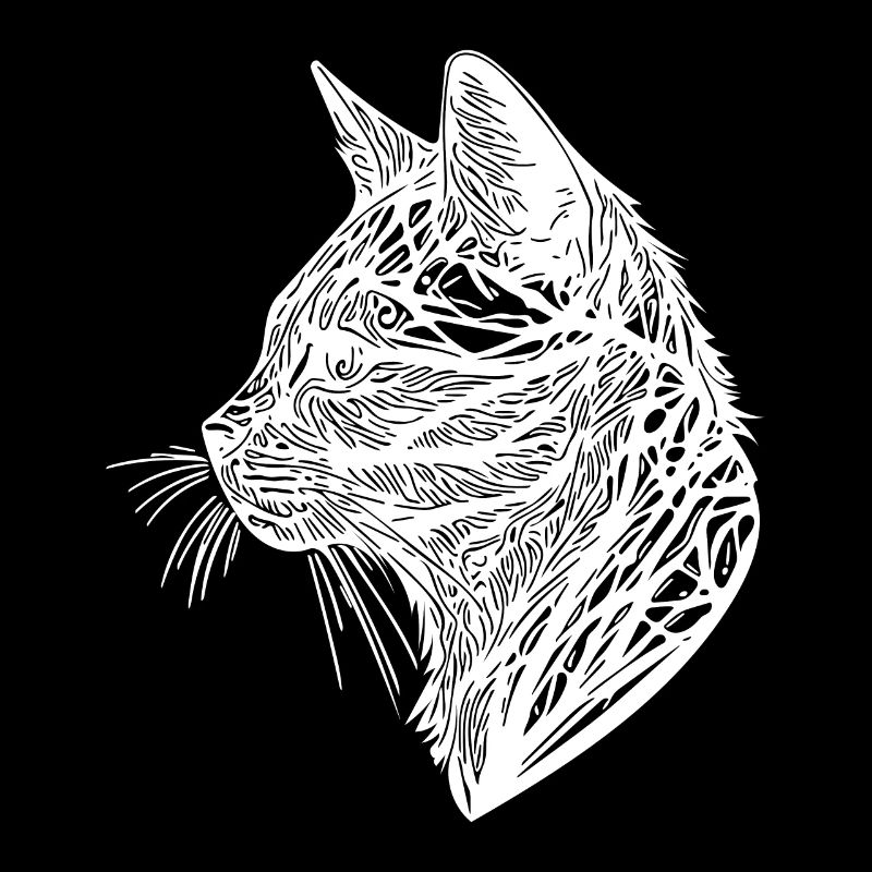 Petit chat dans la nature Web Lines Style de tatouage