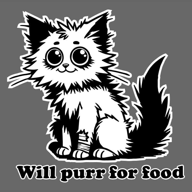 Chat sans abri - Will ronronnera pour la conception de nourriture