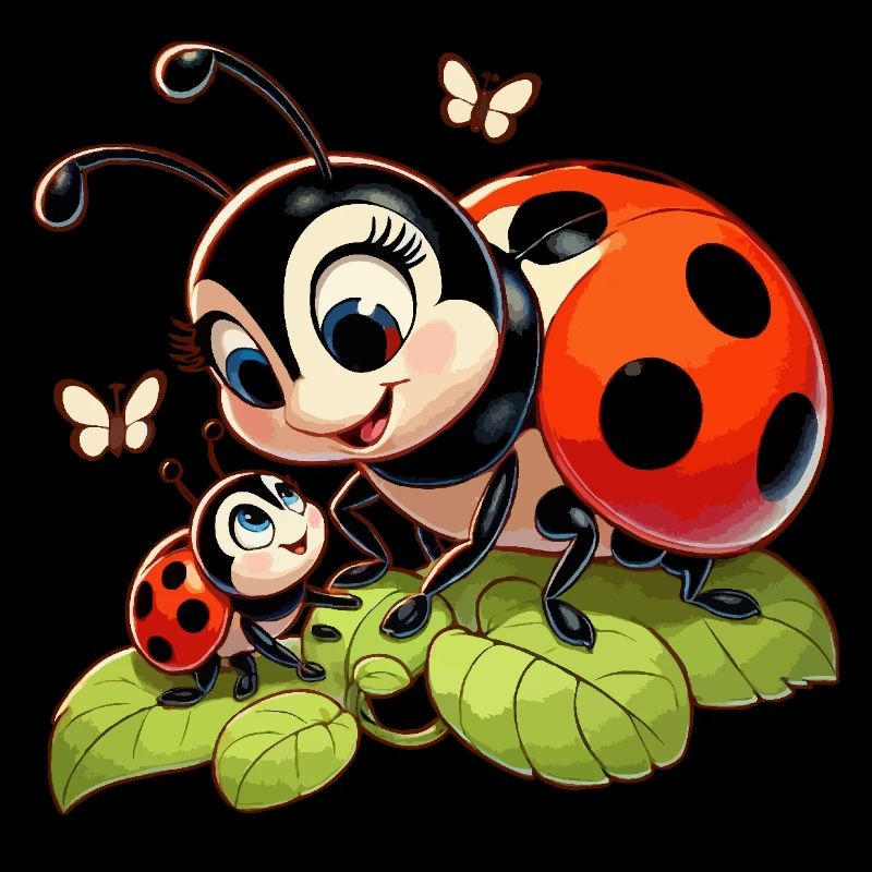 La mère coccinelle joue avec l’enfant